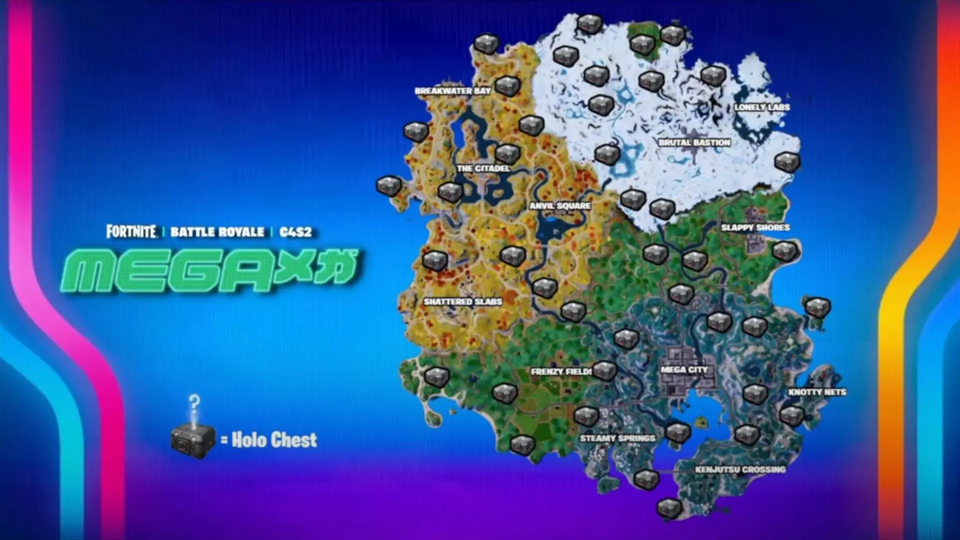 Locations of Holo-Chests in Fortnite Chapter 4 Season 2