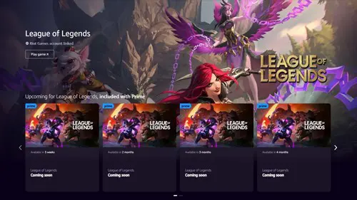 The loot page for League of Legends prime gaming rewards.