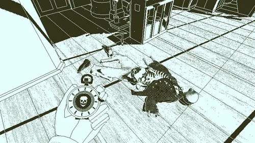 Hand holding a compass in Return of the Obra Dinn