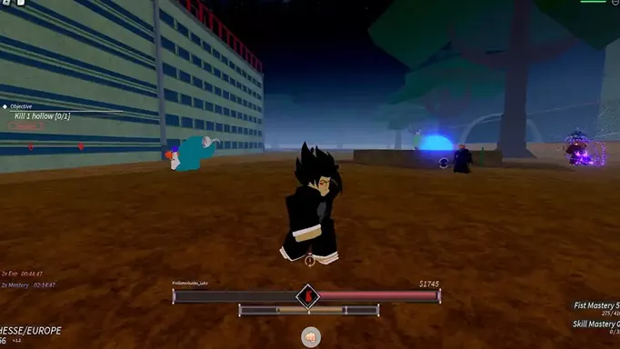 a screenshot of Project Mugetsu showing a player exploring Hueco Mundo