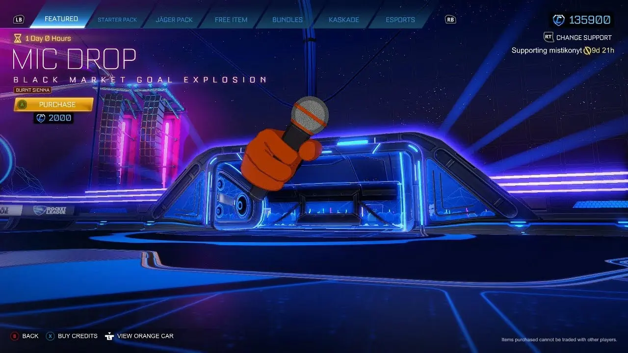 the Mic Drop goal explosion in Rocket League