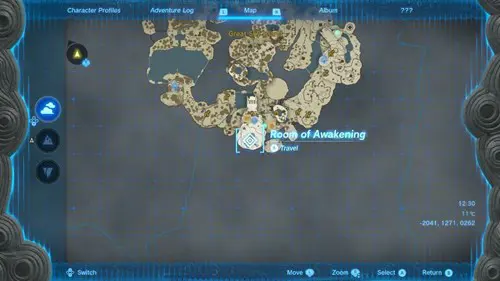 A map marker showing the location of the fourth shrine on the Great Sky Island in Zelda: Tears of the Kingdom