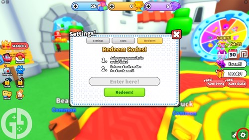 Image showing how to redeem codes in Build a Bridge Simulator