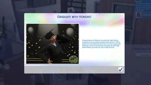 The Sims 4 graduate with honours prompt