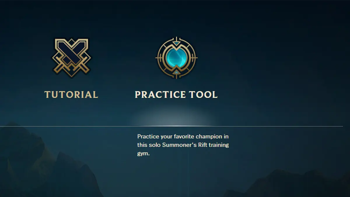 Screenshot showing the practise tool and tutorial options