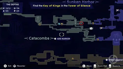 Catacombs map location in Prince of Persia: The Lost Crown