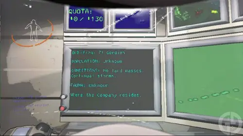 The terminal readout for the company's moon in Lethal Company