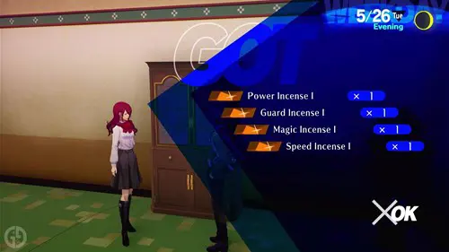 Gift rewards from Mitsuru for doing well in Persona 3 Reload exams