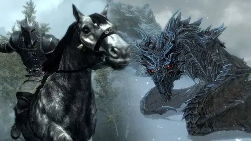 Skyrim horse and Alduin