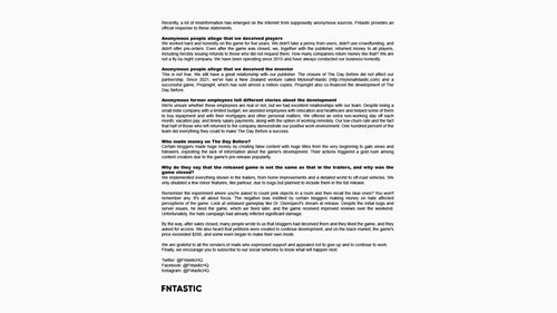 Fntastic's statement, which has now been deleted on Twitter.