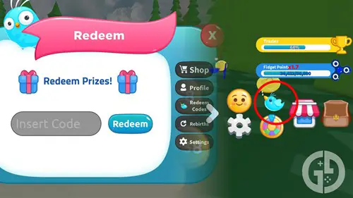 Fidget Trading Simulator codes redemption screen