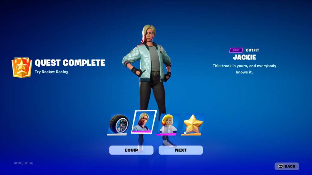 How to get free Jackie skin in Fortnite Rocket Racing