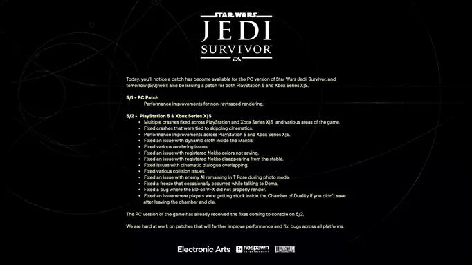 Wars notes 2 & (May 1 Jedi: Star patch Survivor 2023)