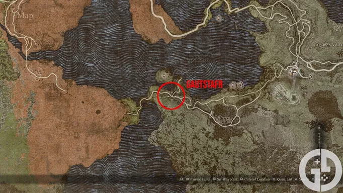 The location of Gautstafr, where you can begin the quest for the Magick Archer vocation in Dragon's Dogma 2