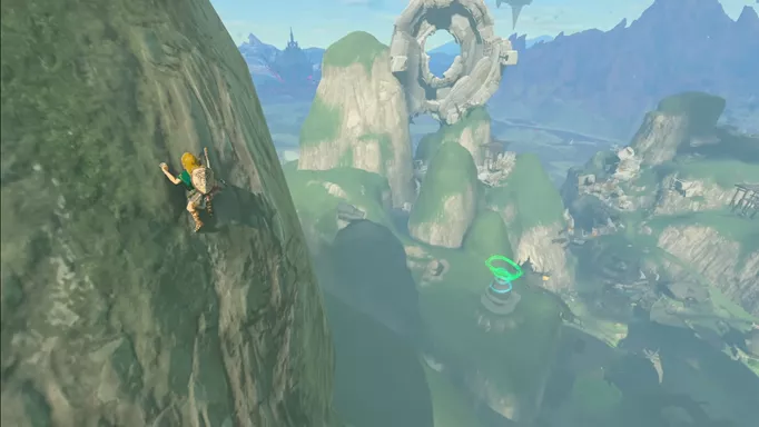 Link climbing a cliff ahead of the Zelda: Tears of the Kingdom release time