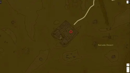 an image of the Tears of the Kingdom map showing the location of the secret club in Gerudo Town