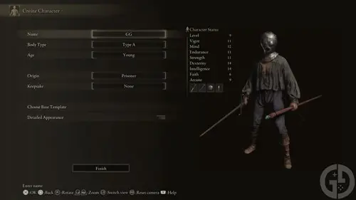 The Prisoner class's stats in Elden Ring