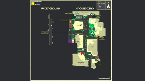 Map showing the AGS grenade launcher location on Ground Zero in Escape from Tarkov