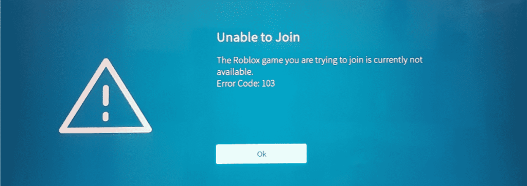 an image of Roblox error code 103