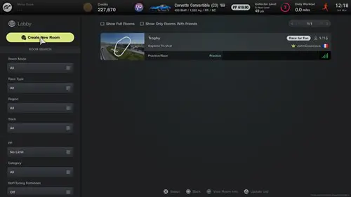 Gran Turismo Multiplayer: Multiplayer lobby