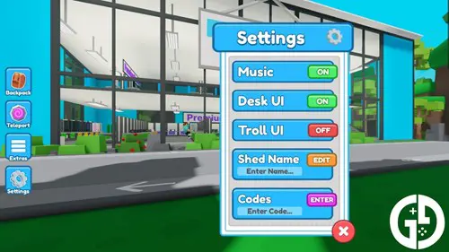 The in-game menu to redeem Custom PC Tycoon! codes