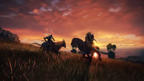 Elden Ring horses sunrise