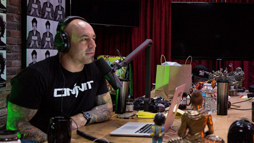 Joe Rogan in the studio for his podcast, The Joe Rogan Experience.