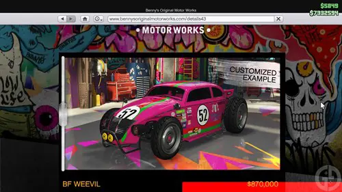 The fastest car in GTA Online, a BF Weevil Custom