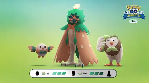 Rowelet, Dartrix, and Decidueye in Pokemon GO