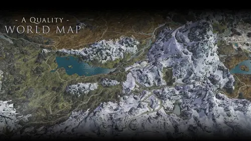 a promo image of the A Quality World Map and Solstheim Map - With Roads mod, one of the best Skyrim mods