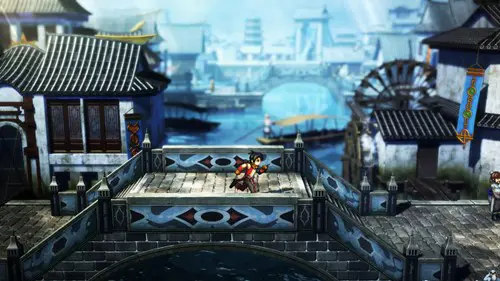 Image of Nowa running across a bridge in Eiyuden Chronicle Hundred Heroes