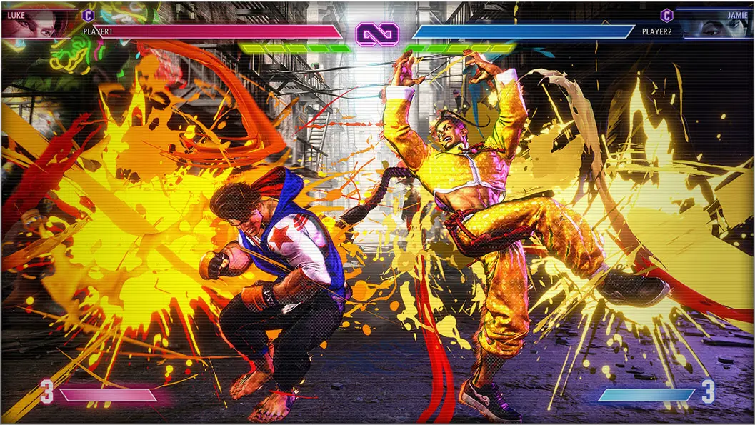 Street Fighter 6 Gameplay of Luke and Jamie performing Drive Impact at the same time