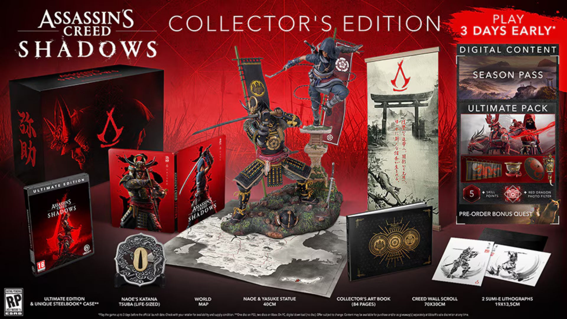Объяснение содержимого коллекционного издания Assassin's Creed Shadows и бонусов за предварительный заказ