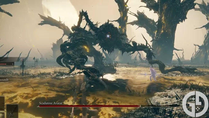 Image of the Scadutree Avatar's rushing attack in Elden Ring Shadow of the Erdtree