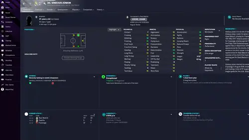 FM23 Vinicius Junior Stats