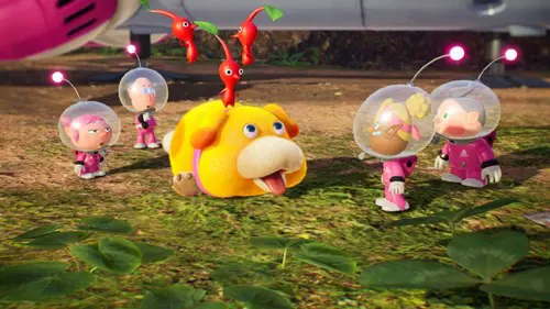 Oatchi and the Captains discussing the Pikmin in Pikmin 4