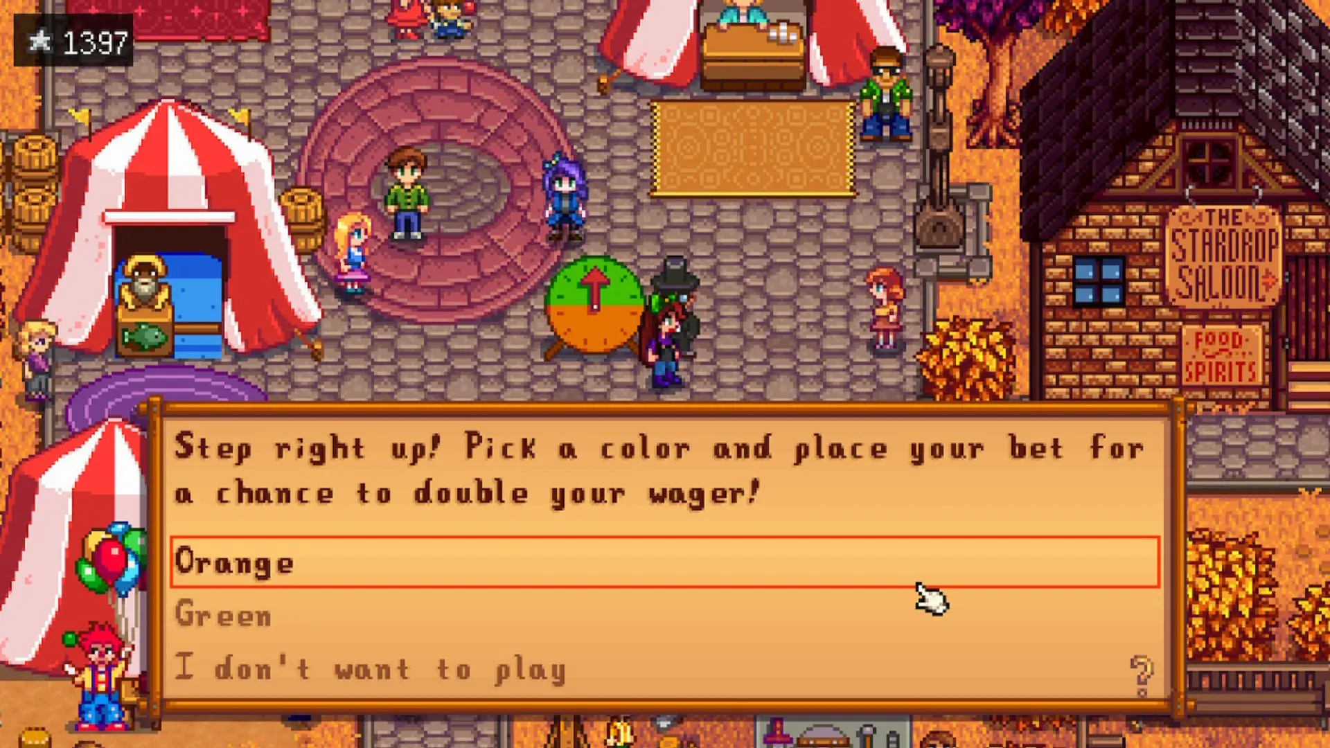 The Spinning Wheel game at the Stardew Valley Fair