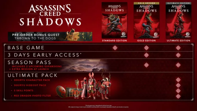 All Assassin's Creed pre-order bonuses & special editions