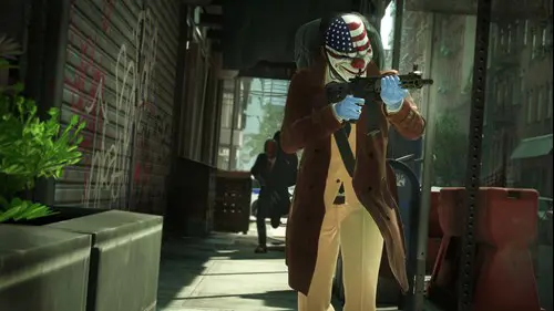 Heisters running down an alleyway with money in PAYDAY 3