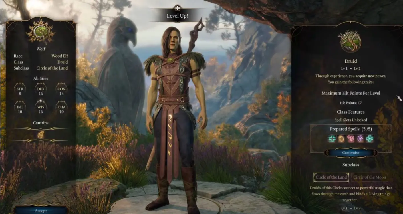 Screenshot of the Baldur's Gate 3 Druid class