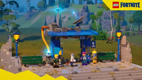 a bus station in LEGO Fortnite