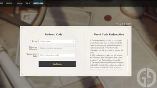 Image showing you how to redeem codes in Genshin Impact