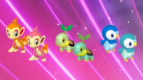 Shiny Chimchar, Turtwig, and Piplup in Pokemon GO