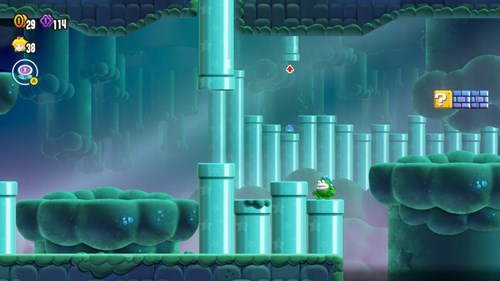 The location of Purple Coin 1 in Angry Spikes and Sinkin Pipes