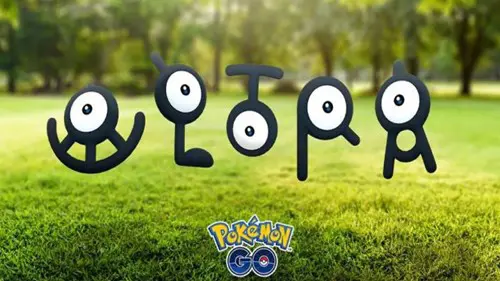 A promotional image of Unown in Pokemon GO