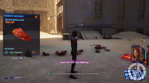 Completing a Marko's Memory and receiving the rewards in Spider-Man 2