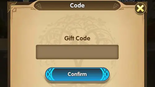 The code redemption screen in Mythic Heroes