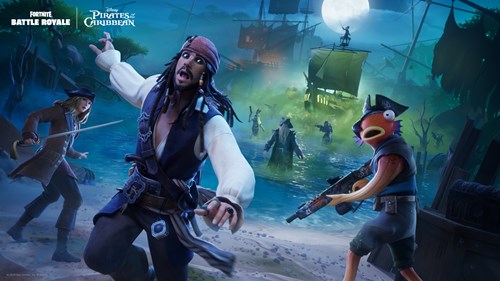 Jack Sparrow running away from Davy Jones in Fortnite