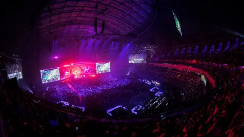 A League of Legends tournament crowd.