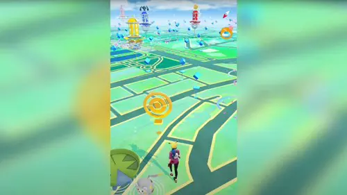 A Golden PokeStop on the in-game map in Pokemon GO